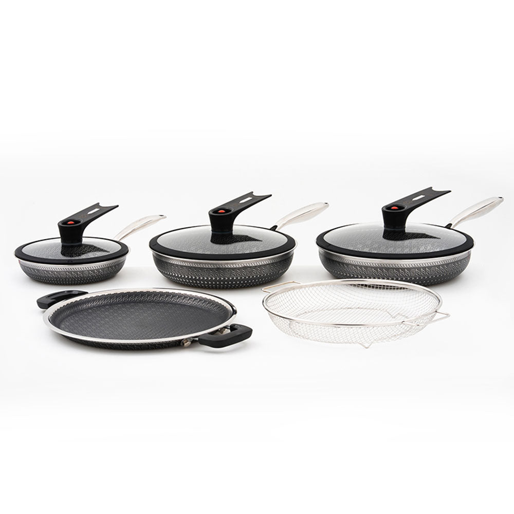 Batería De Cocina Acero Inoxidable 8 Piezas Negro Samurai