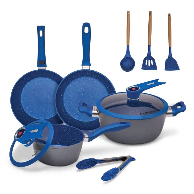 Batería de Cocina FlavorStone Grande 10 Piezas con Regalo Especial - Azul - Flavor Stone