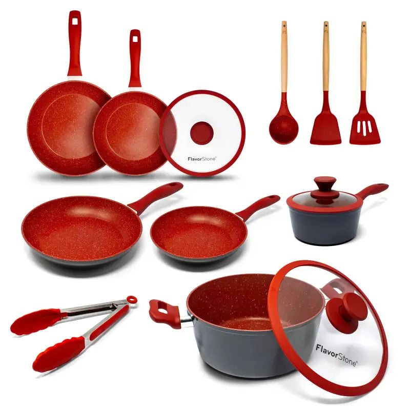 Batería De Cocina Flavorstone Ligth Set 16 Piezas - Rojo - Flavor Stone