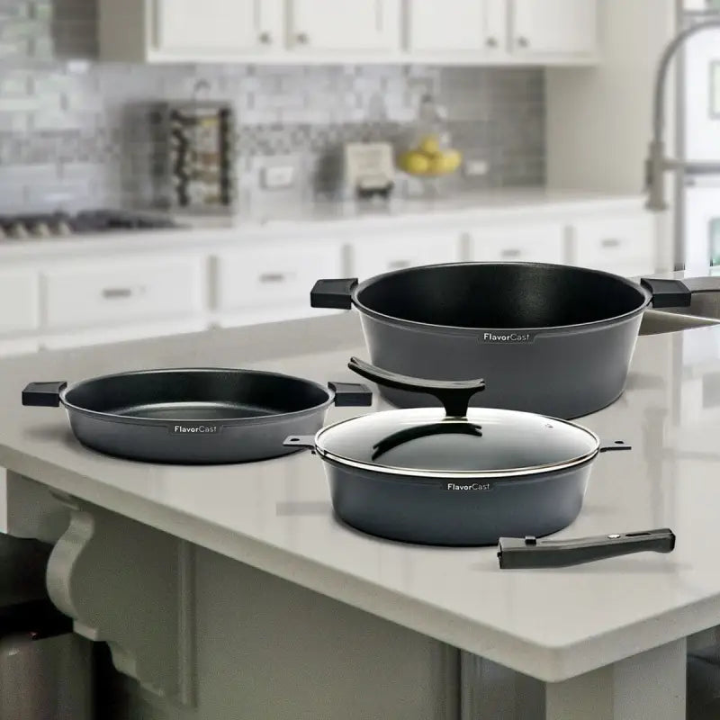 Juego de 9 Sartenes FlavorStone Gourmet Aluminio Fundido 28cm - Flavorstone