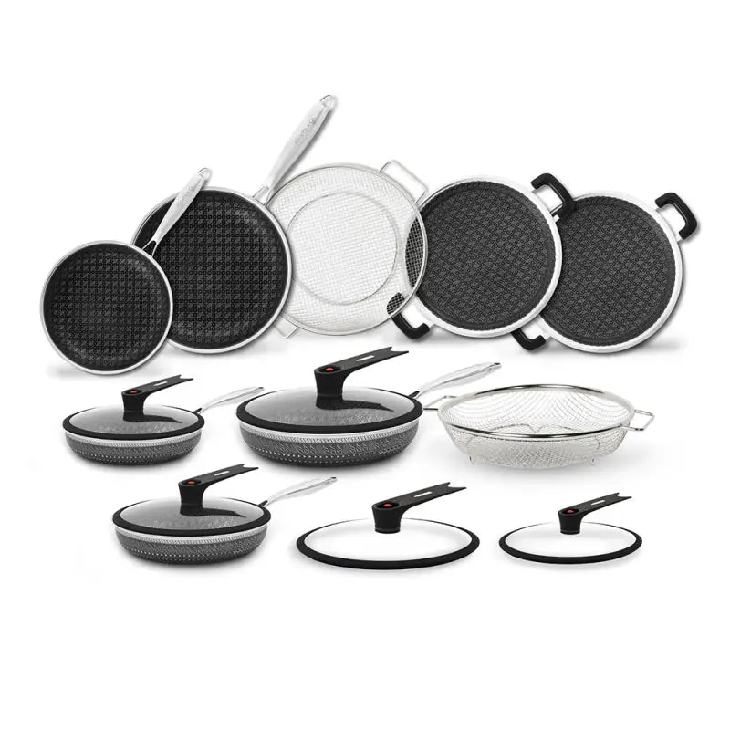 Set 14 piezas Sartenes Samurai Antiadherentes Acero Inoxidable - Flavorstone Oficial Mexico