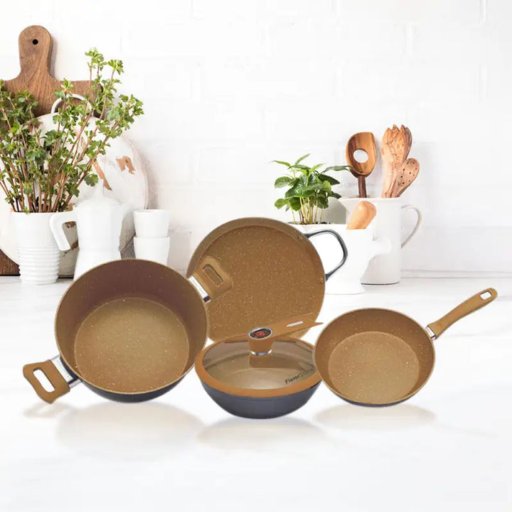 Set Copper Beef Cocina Antiadherente + Cuchillo Carnicero - Flavorstone Oficial Mexico