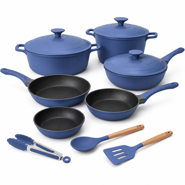 Batería De Cocina 12 Piezas Aluminio Fundido Inducción Antiadherente FlavorStone Fortezza