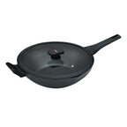Wok Con Tapa Flavorstone All Black 32 Cm Para Cocina