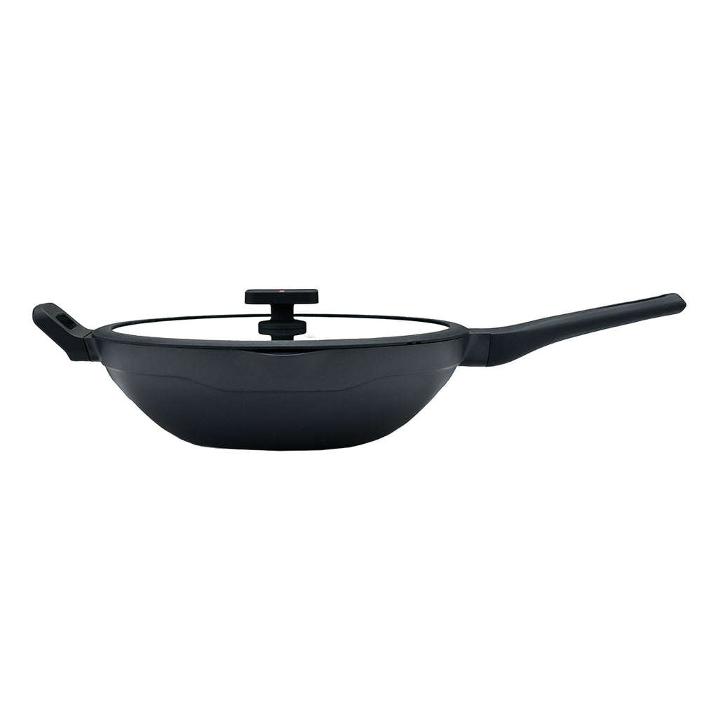 Wok Con Tapa Flavorstone All Black 32 Cm Para Cocina
