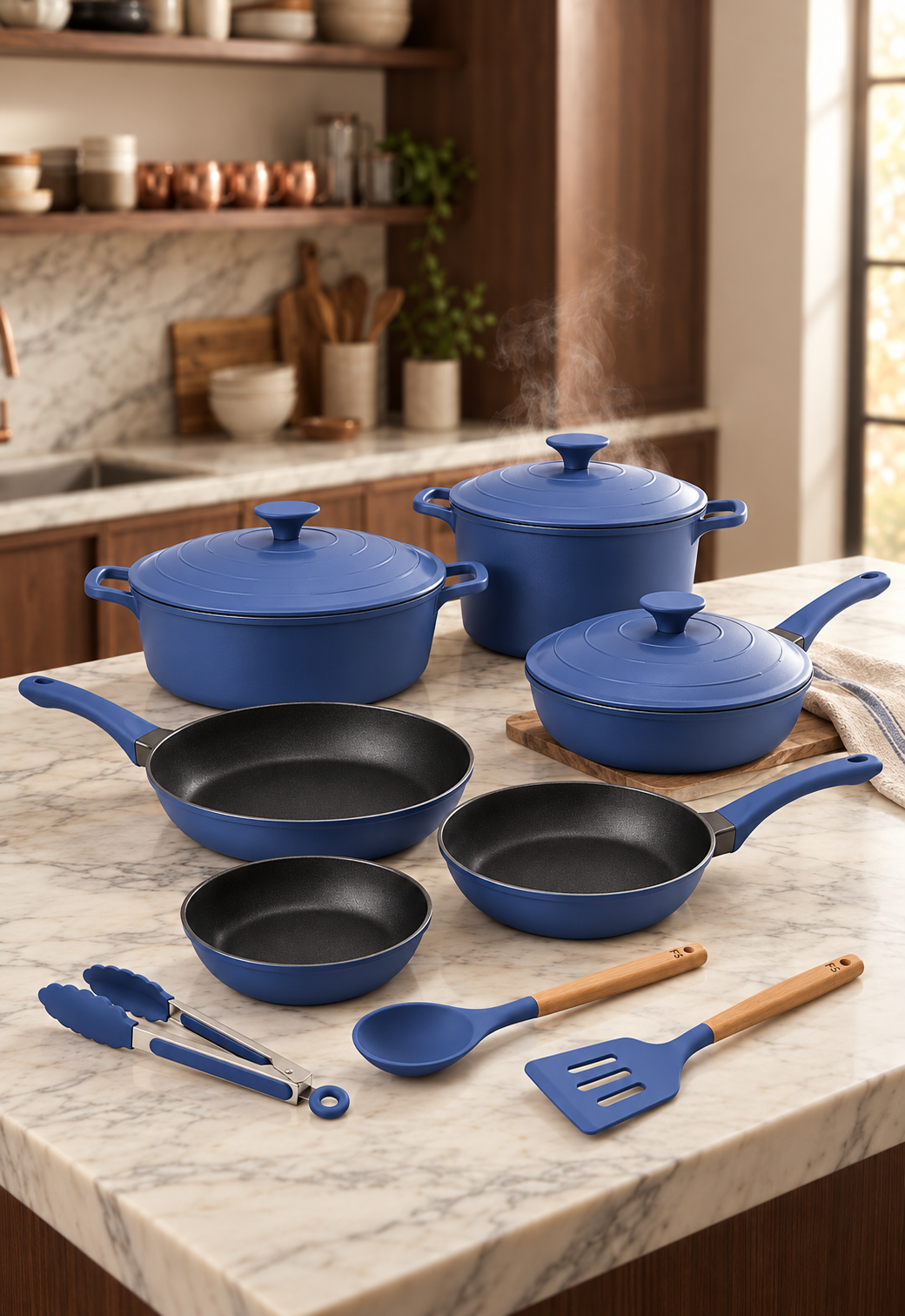 Batería De Cocina 12 Piezas Aluminio Fundido Inducción Antiadherente FlavorStone Fortezza