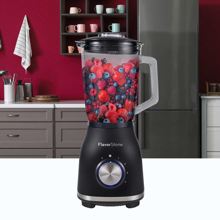 Licuadora FLAVORSTONE SAPPHIRE de 4 velocidades y función de pulso 550w vaso de vidrio de 2 litros con cuchillas de titanio y motor de cobre