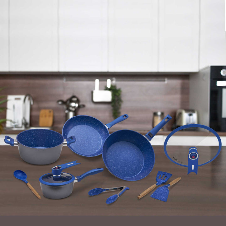 Batería de Cocina Flavorstone Light Grande Set de 28 cm con 10 piezas sartenes, cacerola y salsera ¡Incluye un regalo especial!