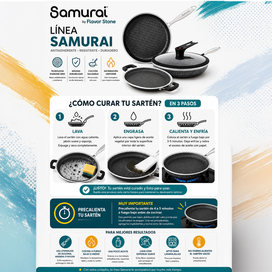 Set Samurai 11 Sartenes Acero Inoxidable Antiadherente