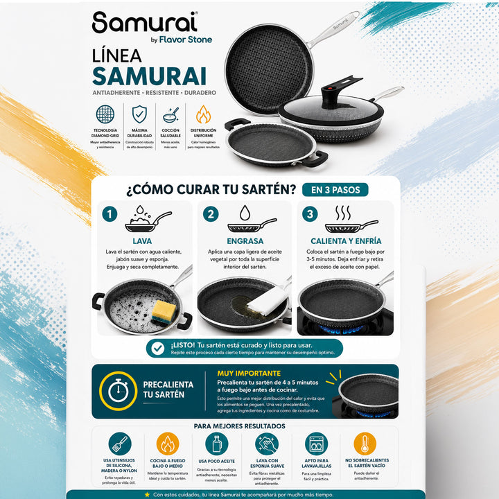 Set Samurai 11 Sartenes Acero Inoxidable Antiadherente