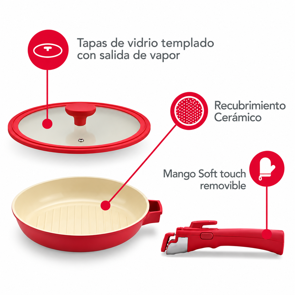 Batería de Cocina Flavorstone Urban Red 10 Piezas