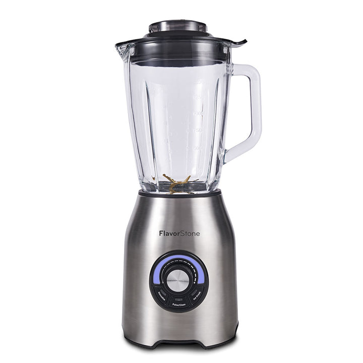 Licuadora FLAVORSTONE QUARTZ con perilla de velocidad y 3 funciones preprogramadas, vaso de vidrio 2 L, cuchillas de titanium y motor de cobre de 1000w