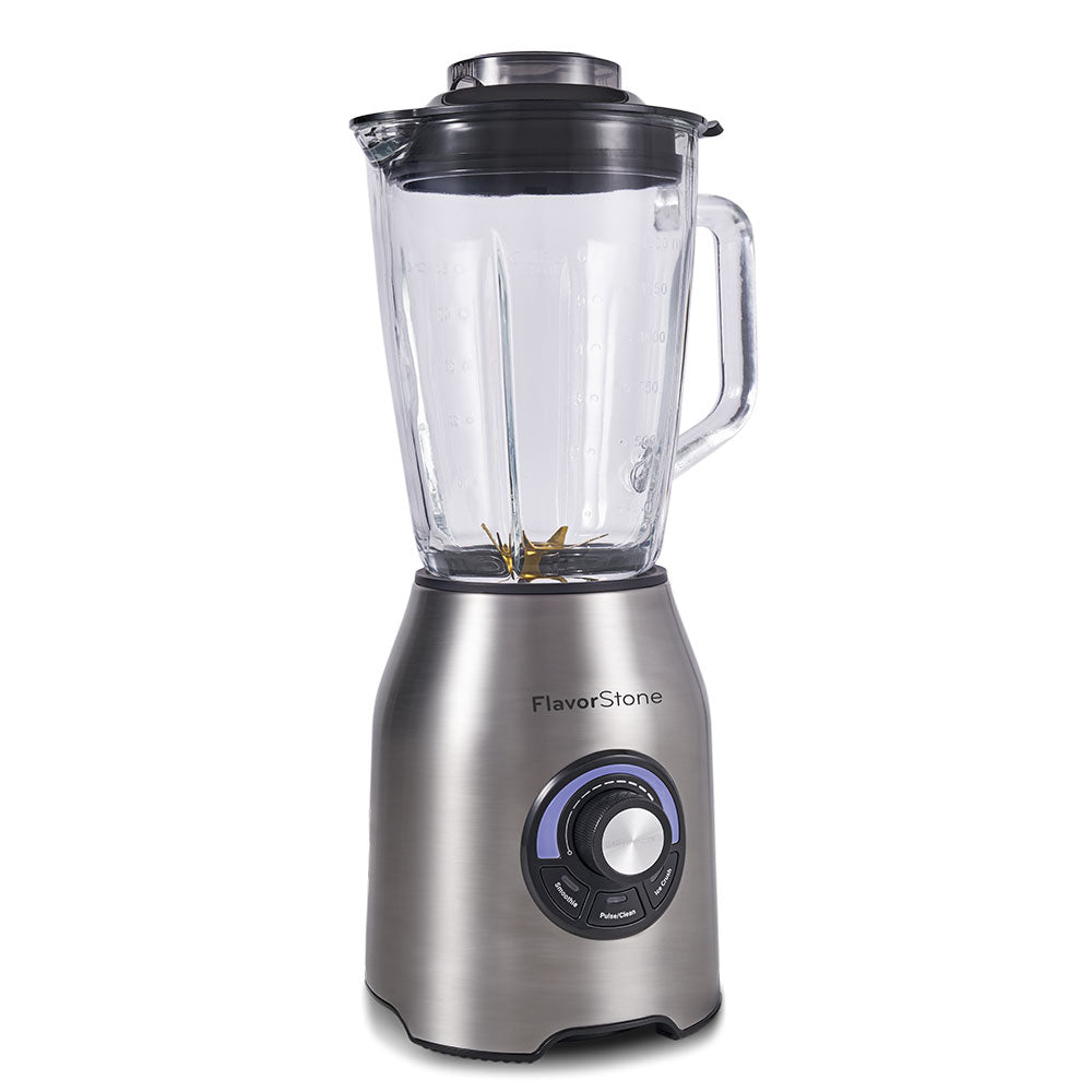 Licuadora FLAVORSTONE QUARTZ con perilla de velocidad y 3 funciones preprogramadas, vaso de vidrio 2 L, cuchillas de titanium y motor de cobre de 1000w
