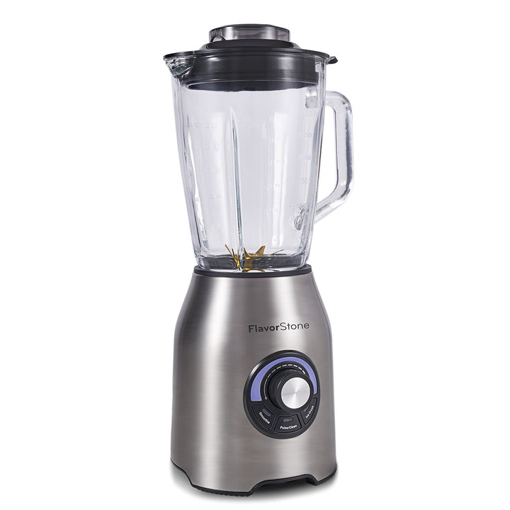 Licuadora FLAVORSTONE QUARTZ con perilla de velocidad y 3 funciones preprogramadas, vaso de vidrio 2 L, cuchillas de titanium y motor de cobre de 1000w