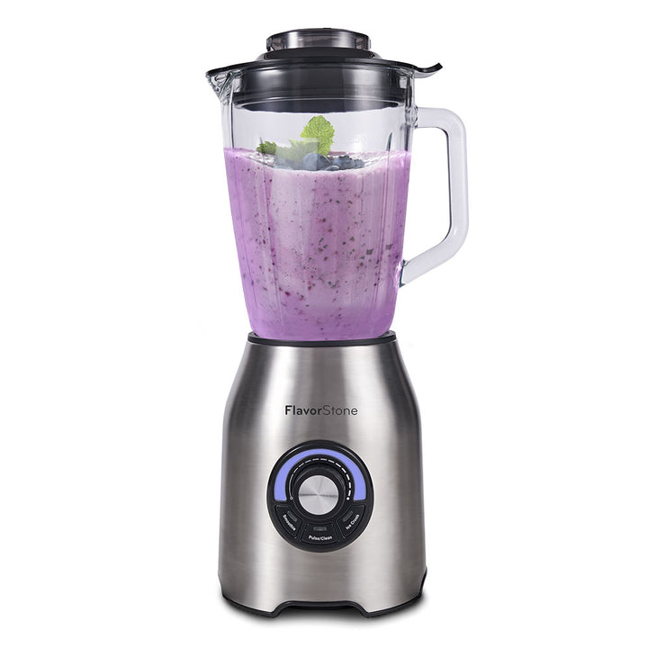 Licuadora FLAVORSTONE QUARTZ con perilla de velocidad y 3 funciones preprogramadas, vaso de vidrio 2 L, cuchillas de titanium y motor de cobre de 1000w