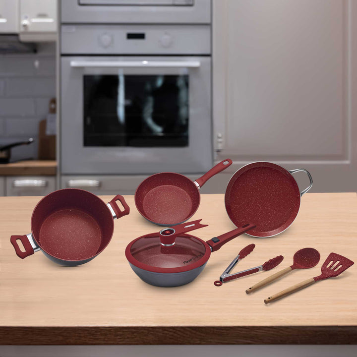 Batería de Cocina Flavorstone Light Master Set de 24 cm con 8 piezas sartenes, cacerola, comal y accesorios ¡Incluye un regalo especial!