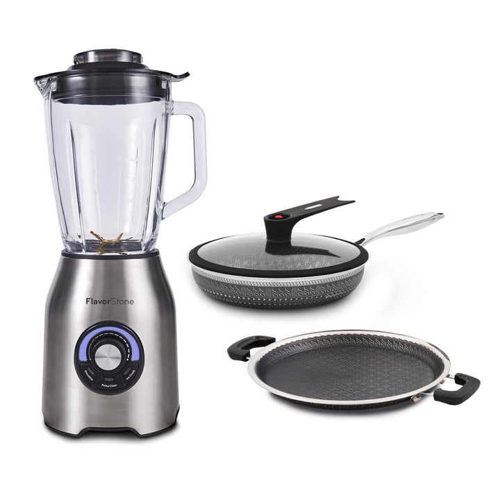Bundle Licuadora Quartz + Sartenes Samurai 360 con 3 piezas