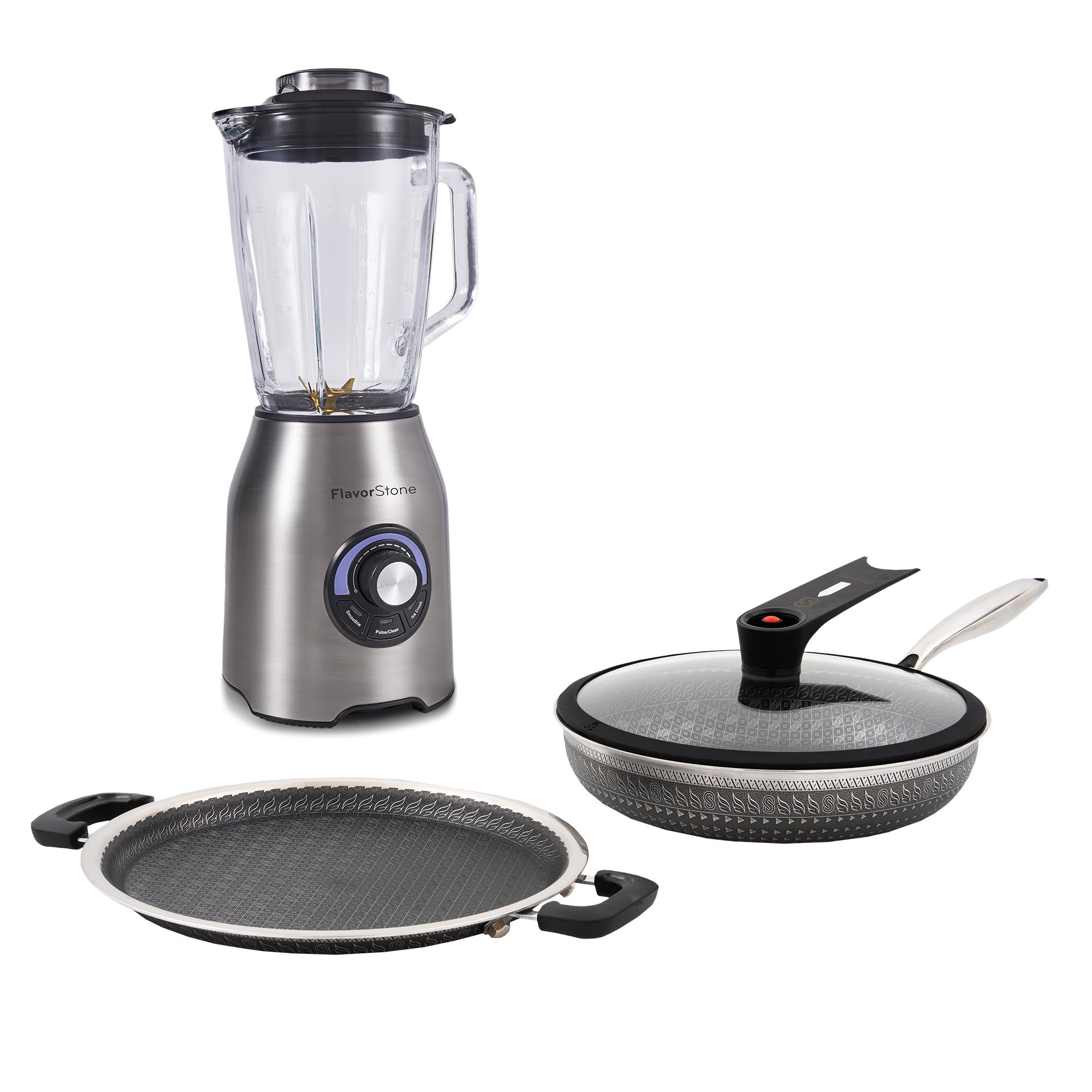 Bundle Licuadora Quartz + Sartenes Samurai 360 con 3 piezas