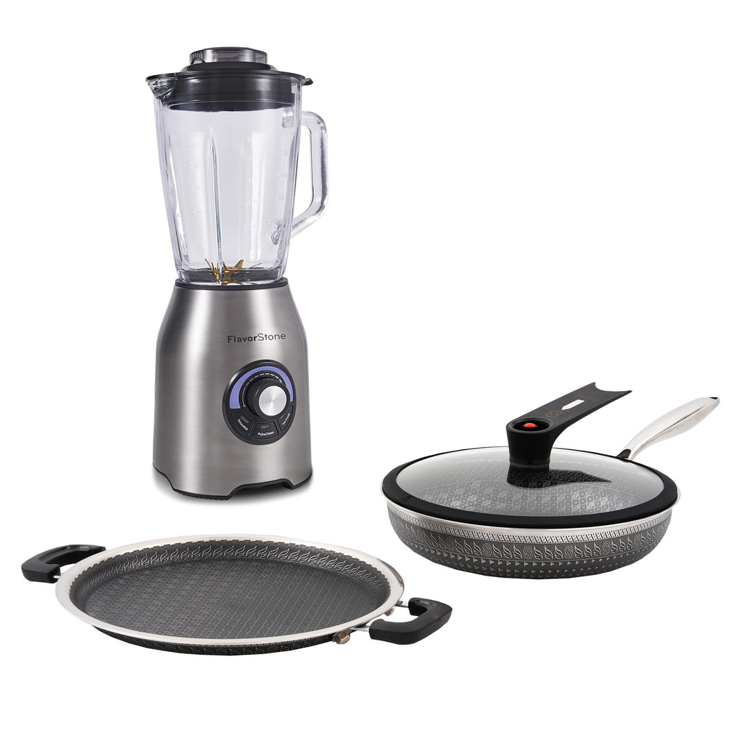 Bundle Licuadora Quartz + Sartenes Samurai 360 con 3 piezas