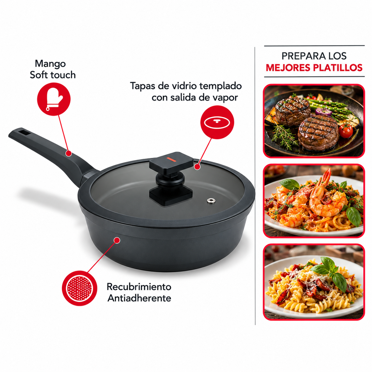 Batería De Cocina Flavorstone All Black 10 Piezas
