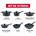 Batería De Cocina Flavorstone All Black 10 Piezas