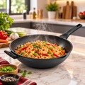 Wok Con Tapa Flavorstone All Black 32 Cm Para Cocina