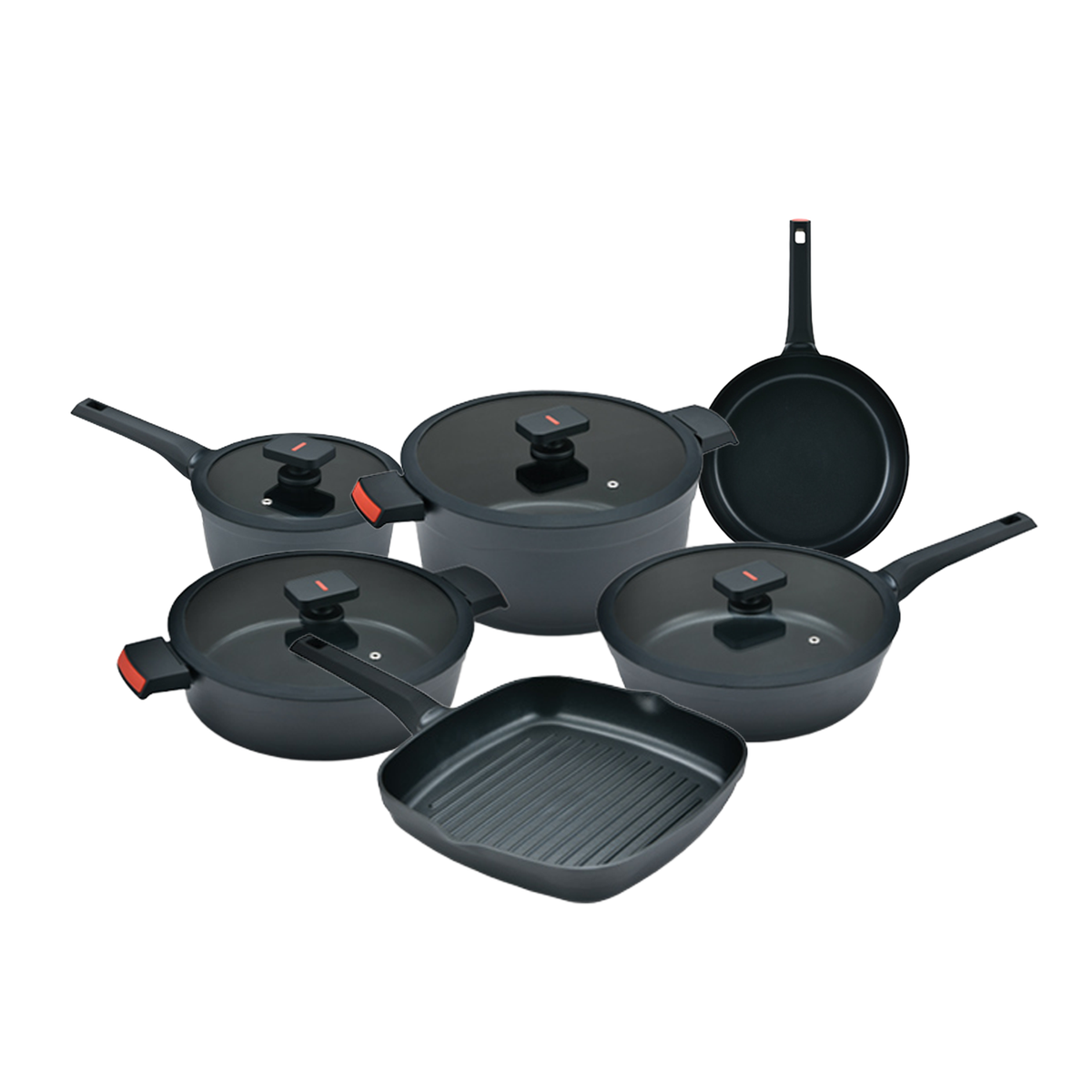Batería De Cocina Flavorstone All Black 10 Piezas