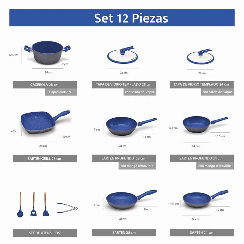 Batería de Cocina FlavorStone Light Family Set 12 Piezas con Regalo Especial - Flavorstone
