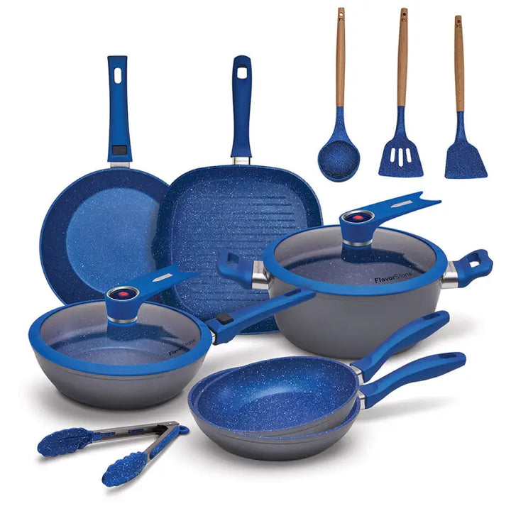 Batería de Cocina FlavorStone Light Family Set 12 Piezas con Regalo Especial - Azul - Flavorstone