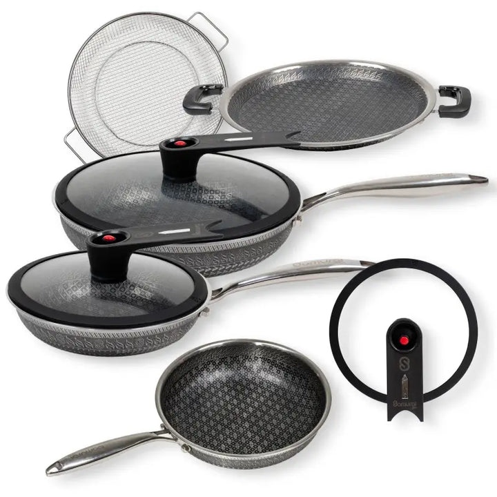 Batería de Cocina Samurai 8 piezas Acero Inoxidable - Flavorstone Oficial Mexico