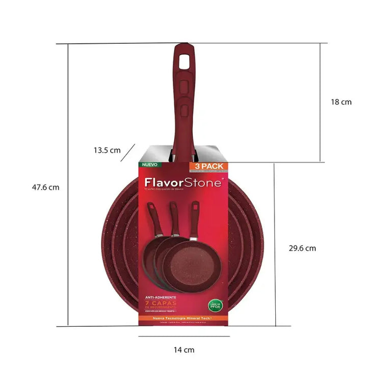 Juego de 3 Sartenes Antiadherentes FlavorStone Light 20/24/28 cm - Flavor Stone