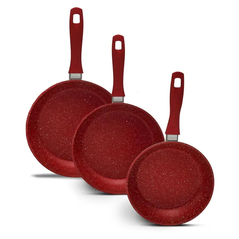 Juego de 3 Sartenes Antiadherentes FlavorStone Light 20/24/28 cm - Rojo - Flavor Stone