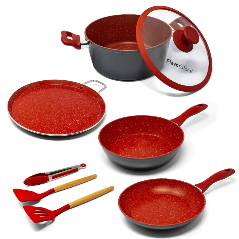 Juego de Sartenes FLAVORSTONE Light Set 8 Piezas - Rojo - Flavor Stone
