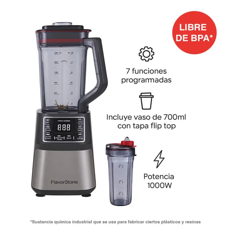Licuadora FlavorStone Onyx 1000W 7 Funciones Vaso 2L + Vaso Portátil 700ml - Flavorstone Oficial Mexico