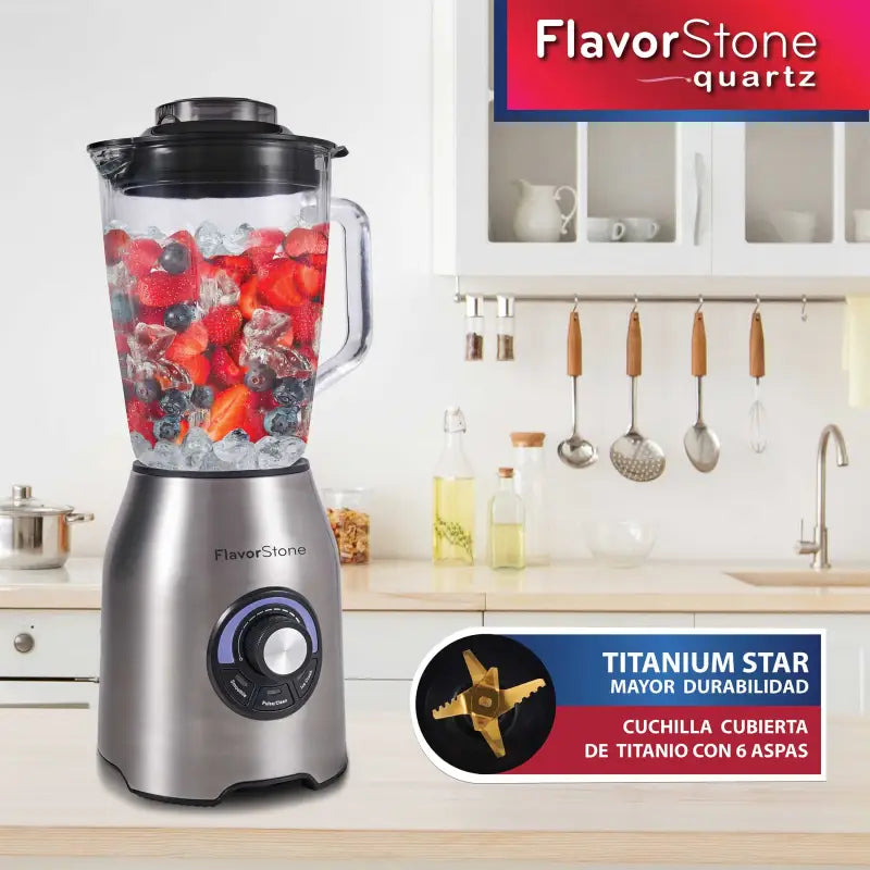 Licuadora FlavorStone Quartz 1000W Vaso Vidrio 2L Cuchillas Titanio - Flavorstone Oficial Mexico