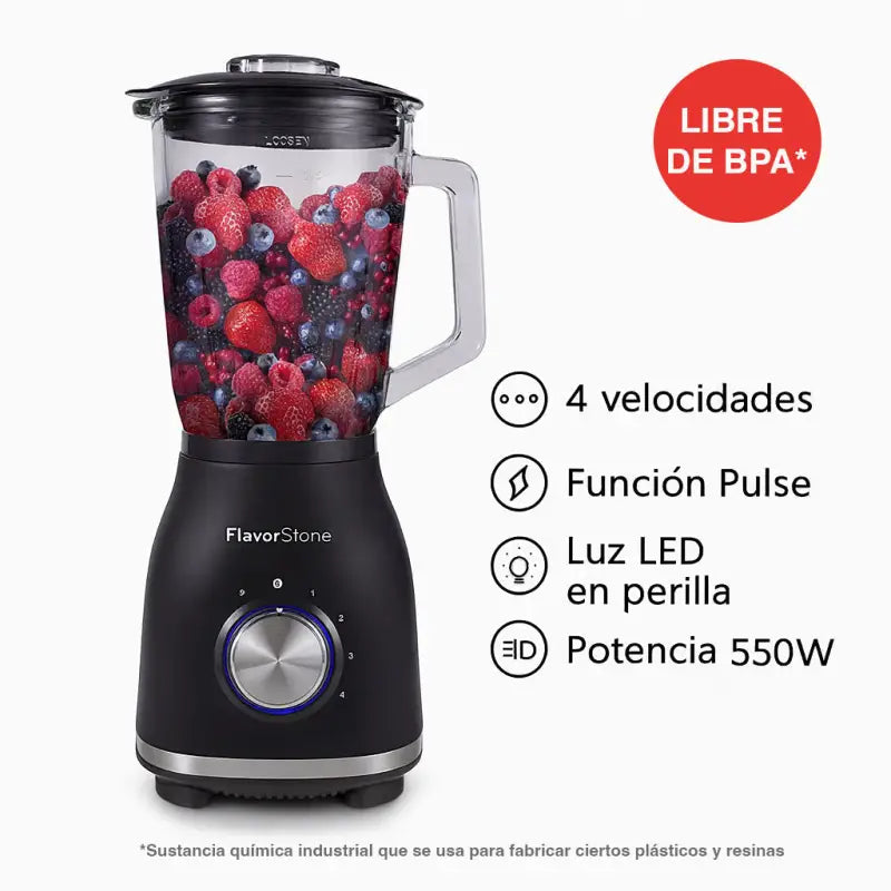 Licuadora FlavorStone Sapphire 550W Vaso Vidrio 2L Cuchillas Titanio - Flavorstone Oficial Mexico