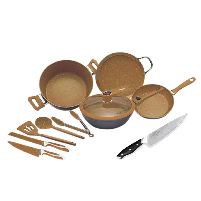 Set Copper Beef Cocina Antiadherente + Cuchillo Carnicero - Flavorstone Oficial Mexico