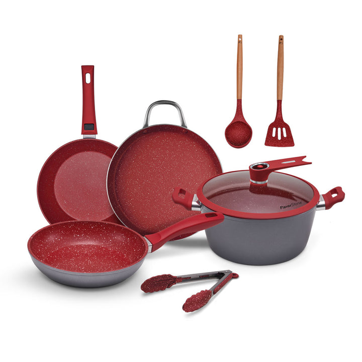 Batería de Cocina Flavorstone Light Master Set de 24 cm con 8 piezas sartenes, cacerola, comal y accesorios ¡Incluye un regalo especial!