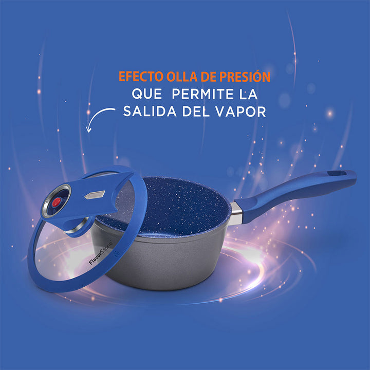 Batería de Cocina Flavorstone Light Grande Set de 28 cm con 10 piezas sartenes, cacerola y salsera ¡Incluye un regalo especial!