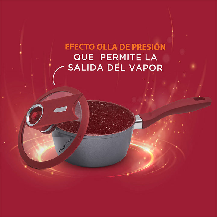 Batería de Cocina Flavorstone Light Grande Set de 28 cm con 10 piezas sartenes, cacerola y salsera ¡Incluye un regalo especial!