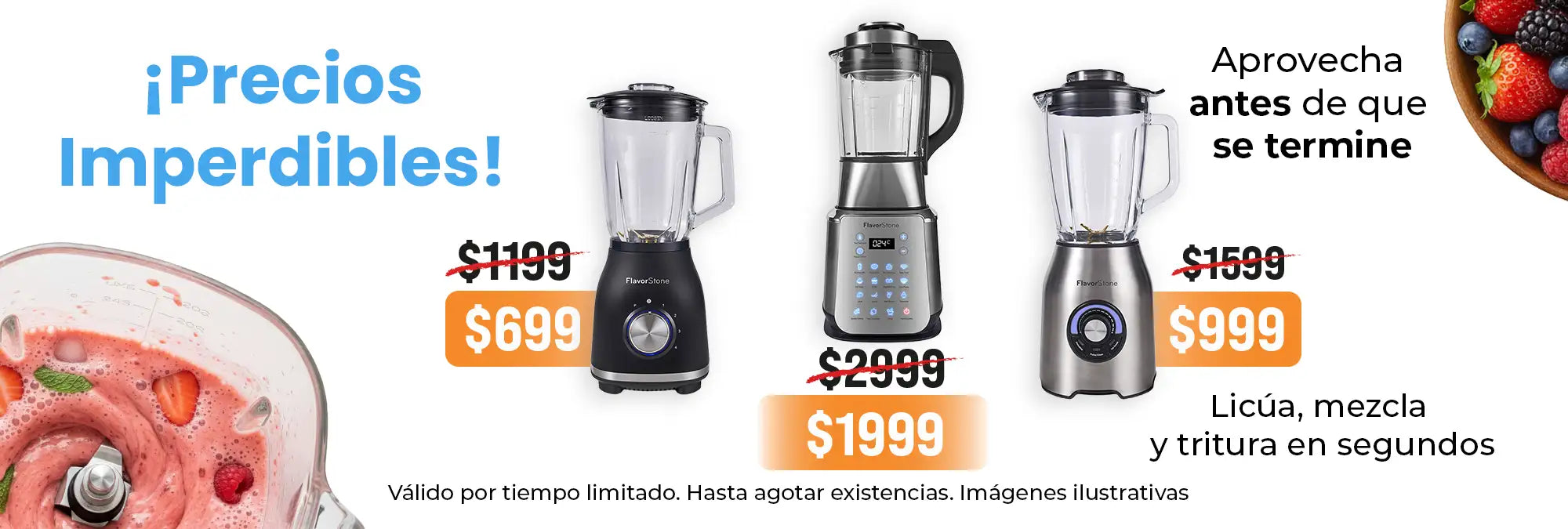 Licuadora plateada y negra con pantalla digital y mango